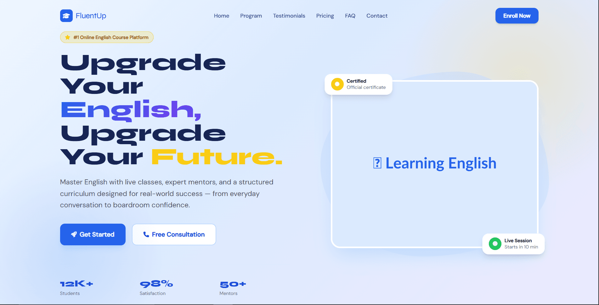 English Course template preview